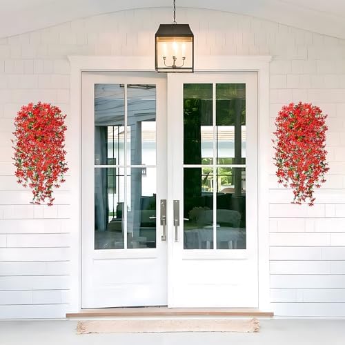 Red Hanging Artificial Flowers for Outdoor Spring Decoration