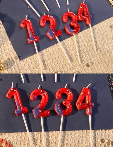 Gezan Spider Themed Birthday Number Candles for Party Decor