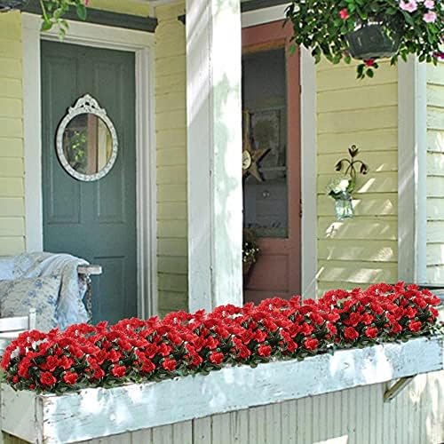 GTIDEA 8pcs Artificial Silk Geraniums for Outdoor Decor