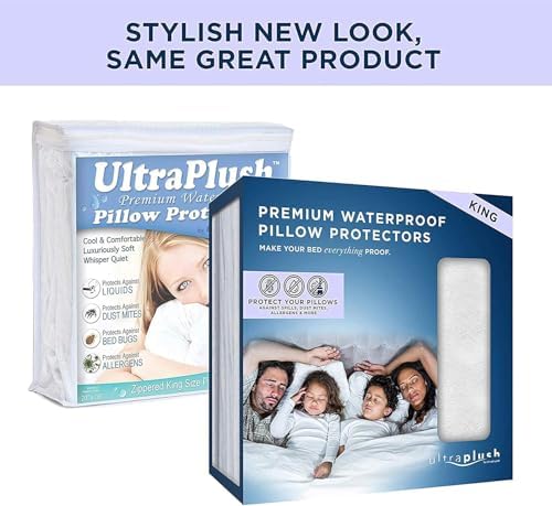 UltraBlock Ultra Plush Pillow Protector Set of 2 - Waterproof and Feather Proof