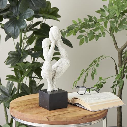 Deco 79 Polystone Crouching Person Statue with Black Base