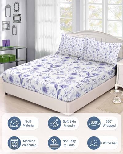 King Fitted Sheet Deep Pocket with Elastic and 2 Pillowcases