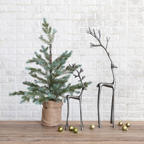 Creative Co-Op Tall Cast Aluminum Reindeer with Gunmetal Finish