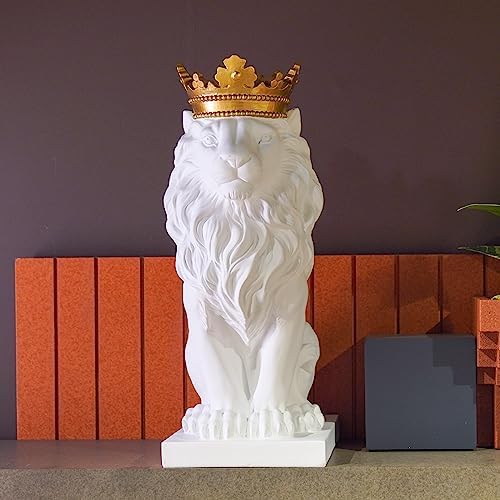 LCdecohome White Lion Statue 15 Inch Home Decor Sculpture