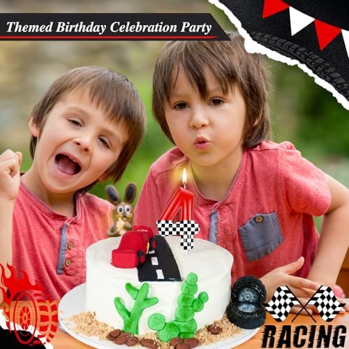 MTLEE Number 4 Racing Car Birthday Candle