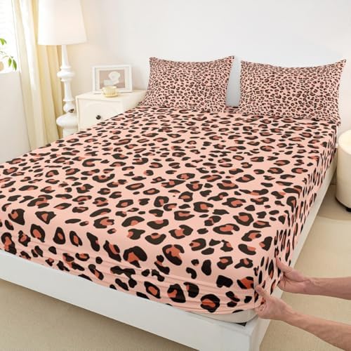 Castle Fairy Leopard Print Twin Fitted Sheet Set 1