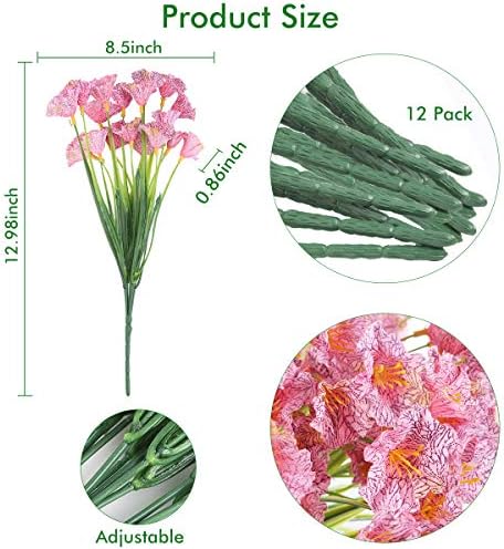 ZEOSTARO Artificial Flowers 12 Bundles Pink