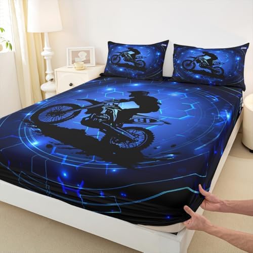 Castle Fairy Motorcycle Fitted Sheet Set with 2 Pillowcases