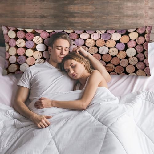 MEIKKO Wine Corks Body Pillow Cover with Zipper 20x54 1