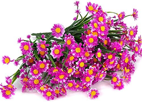 TEMCHY 8 Bundles Artificial Fushia Daisies for Decor