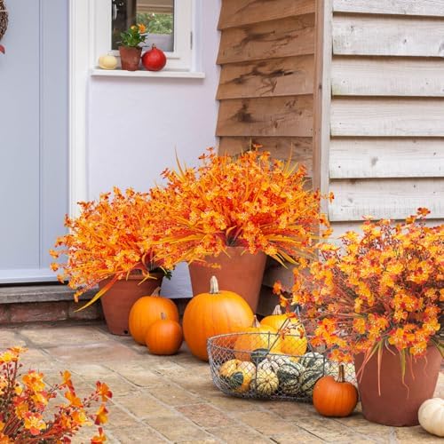 12 Bundles Artificial Fall Flowers UV Resistant