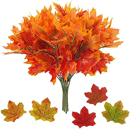 Uieke Artificial Maple Leaves 4 Pcs 100 pcs Fall Decor