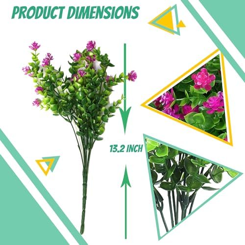 8 Bundles Faux Fuchsia Flowers UV Resistant for Outdoor Garden