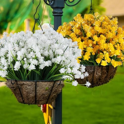 JEMONG Artificial White Daffodil Flowers 16 Bundles