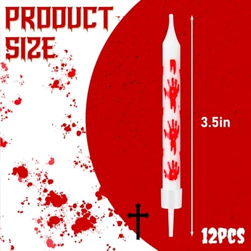 12 Pcs Bloody Handprint Candles Halloween Birthday Decorations