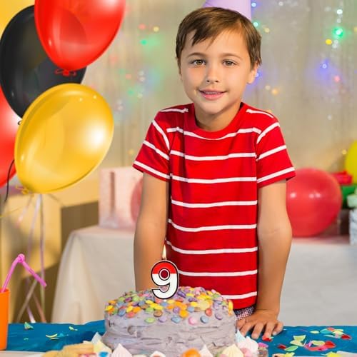 Cartoon Red White Numeral Birthday Cake Topper Number 9
