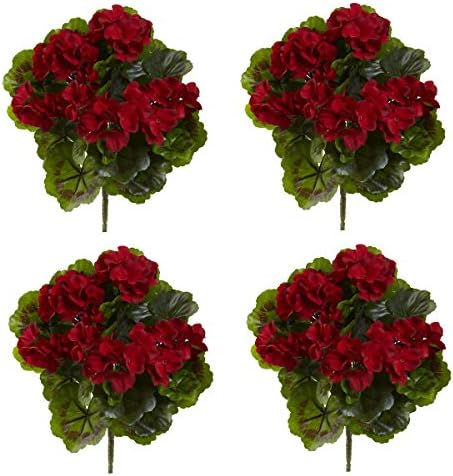 Nearly Natural Geranium Artificial Bush Set of 4 1