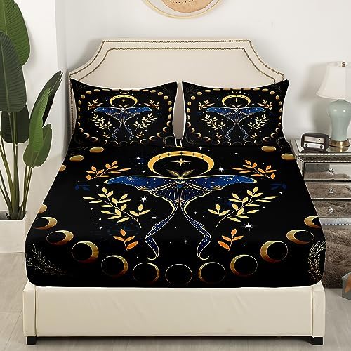 Castle Fairy Gothic Moth Queen Sheet Set with Pillowcases