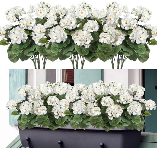 Dremisland 3 Pack Artificial Geranium Flowers UV Resistant