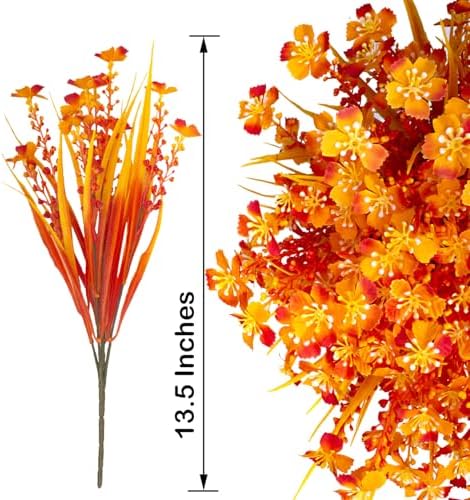 12 Bundles Artificial Fall Flowers UV Resistant
