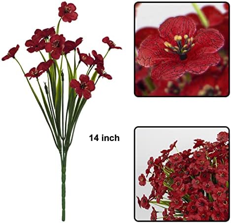 15 Bundles Deep Red Artificial Flowers for Home Decor