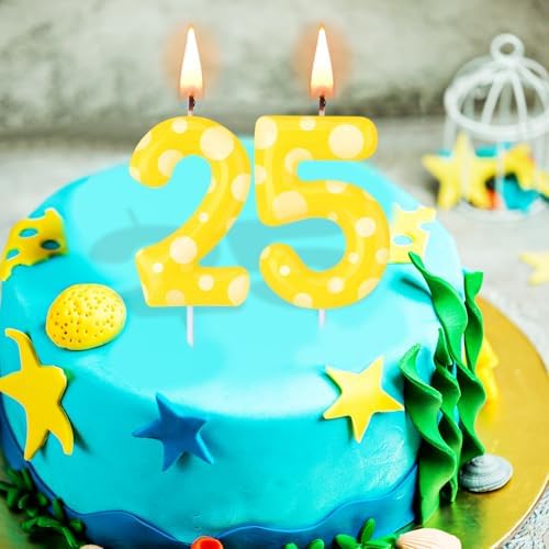 Cute Yellow Sponge Number 25 Birthday Candle
