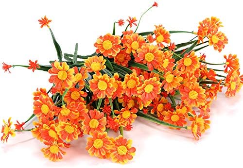 8 Bundles Artificial Daisies Flowers UV Resistant Decor