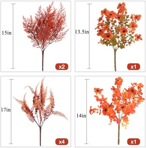 Elecxlink Artificial Fall Flowers 8 Bundles UV Resistant Decor