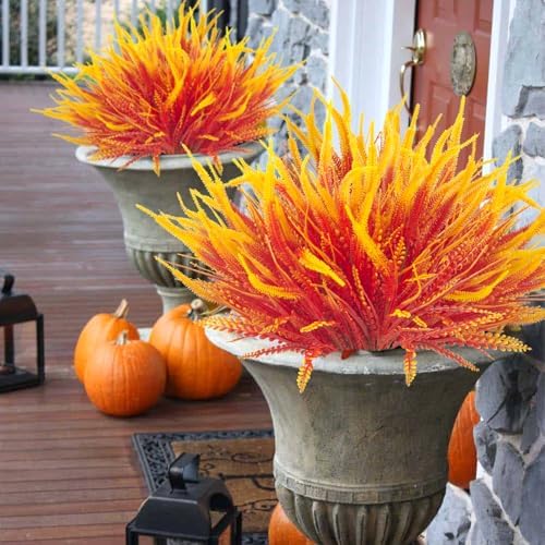 10 Bundles Fake Fall Flowers for Outdoor Decor