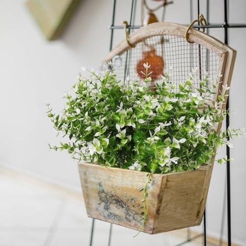 RECUTMS Artificial Flowers 8 Bundles Outdoor Decor White