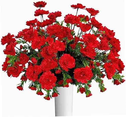 Pack of 4 Artificial Gerbera Daisy Bushes Red