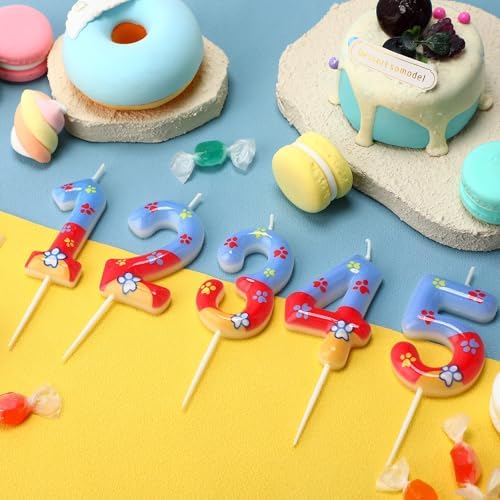 Red Yellow Blue Dog Paw Cake Topper for Kids