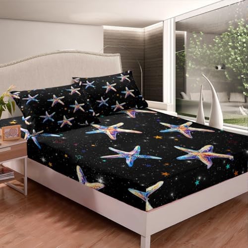 Homewish Watercolor Starfish Twin Fitted Sheet Set