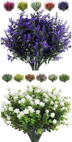 RECUTMS Artificial Lavender Flowers 8-Piece Set