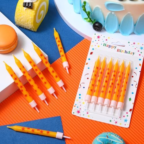 Conelist 12Pcs Anime Star Themed Birthday Candles Yellow Red