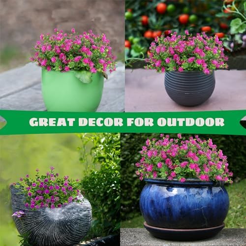 8 Bundles Faux Fuchsia Flowers UV Resistant for Outdoor Garden