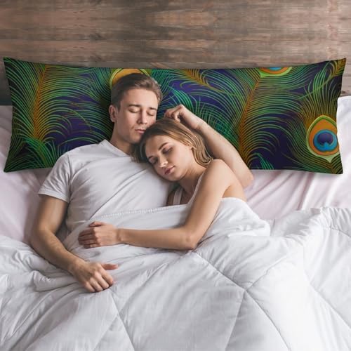 Peacock Feathers Pattern Body Pillow Cover with Zipper 20x54