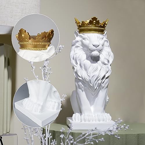 LCdecohome White Lion Statue 15 Inch Home Decor Sculpture