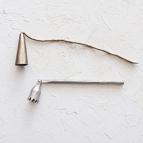 Creative Co-Op Cast Iron Flower Candle Snuffer with Pewter Finish