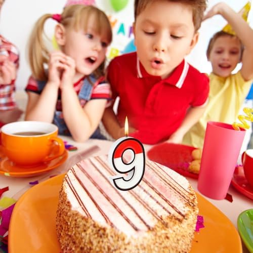 Cartoon Red White Numeral Birthday Cake Topper Number 9