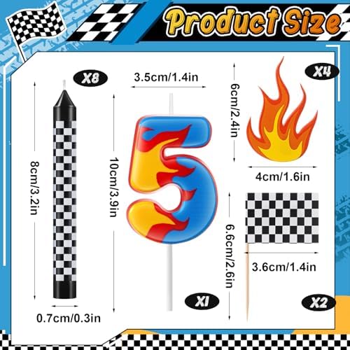 15 Pcs Racing Cars Birthday Number Candles Set