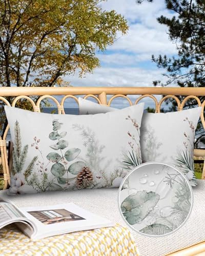 Waterproof Pillow Protector 2 Pack with Zipper and Pine Cone Pattern