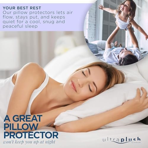 UltraBlock Ultra Plush Pillow Protector Set of 2 - Waterproof and Feather Proof