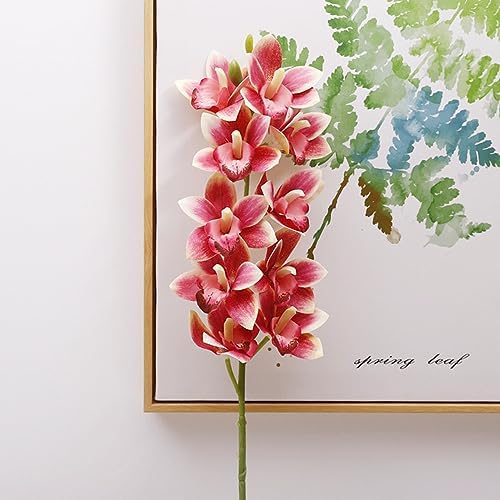 XZJMY 3D Fake Orchid Flowers Dark Pink 2PCS