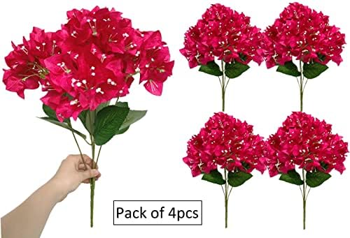 Set of 4pcs Hot Pink Artificial Bougainvillea Bushes
