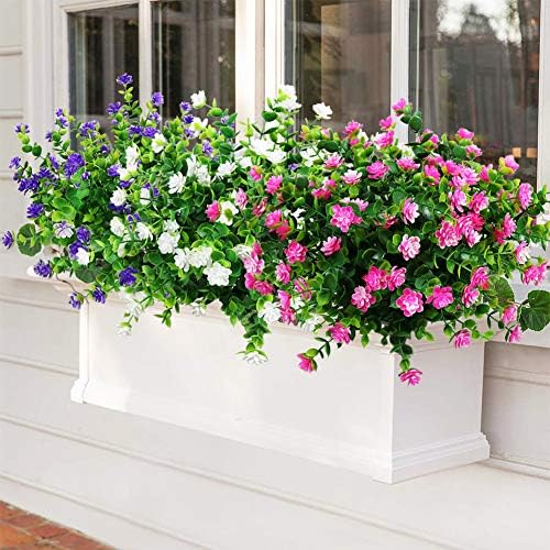 YOSICHY Artificial Flowers 6 Bundles Pink UV Resistant