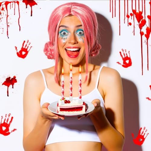 12 Pcs Bloody Handprint Candles Halloween Birthday Decorations