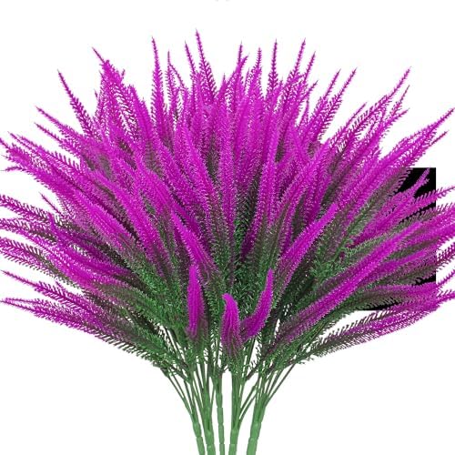 LikSoor 8 Bundles Artificial Lavender Fuchsia Flowers