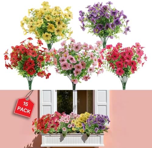 Artificial Silk Daisy Set 15PCS for Outdoor Decor