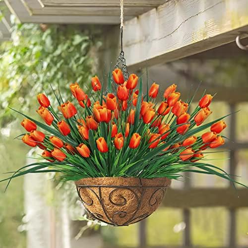 ASTNIC 8 Bundles Artificial Tulips for Outdoor Decor